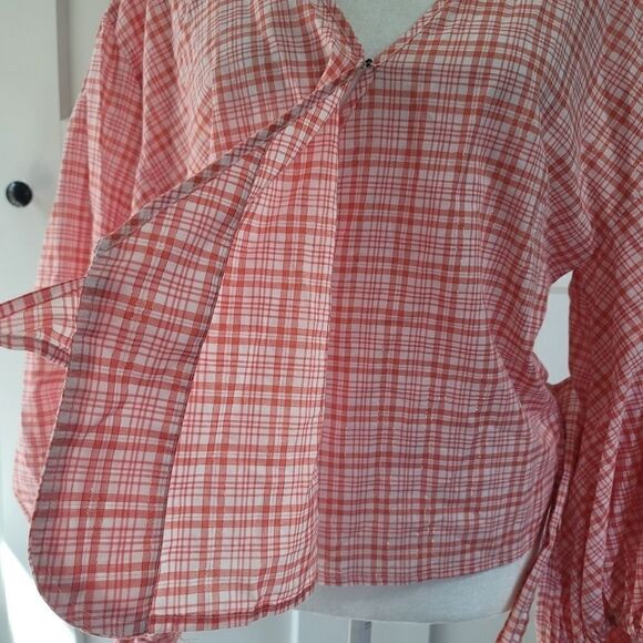 Michael Michael kors women metallic plaid wrap top - Picture 12 of 13